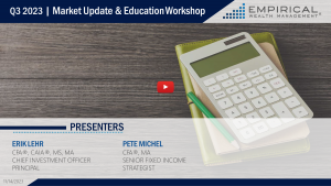 This is a thumbnail image of a calculator for a wealth management company. This is a cover image for a financial market update webinar.